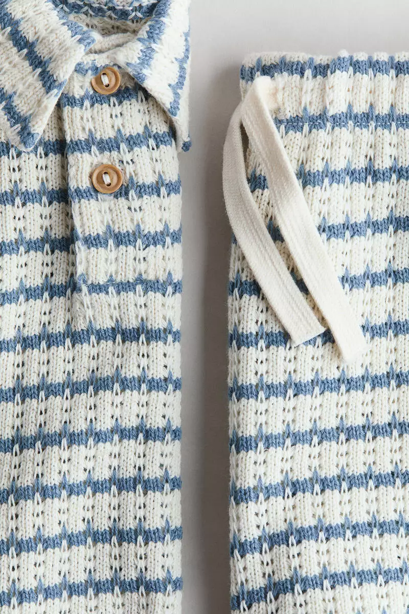 2-piece hole-knit cotton set