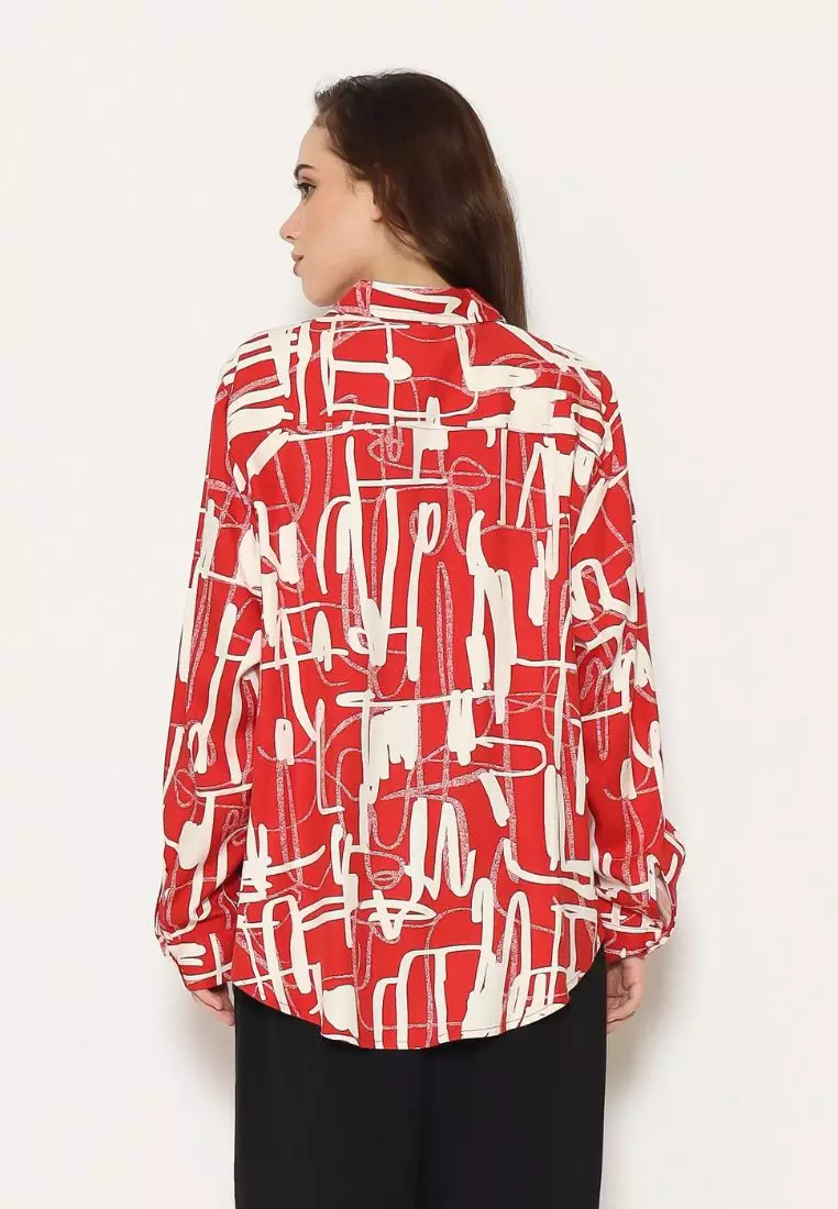 Urban Exchange Cherry Oversize Shirt Printed Red