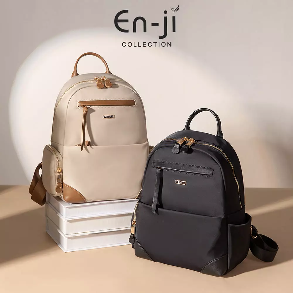 En-ji Neyobi Backpack Wanita Warna Cream