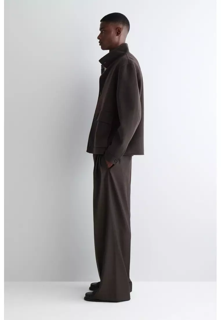 DOUBLE-FACED WOOL FUNNEL NECK JACKET