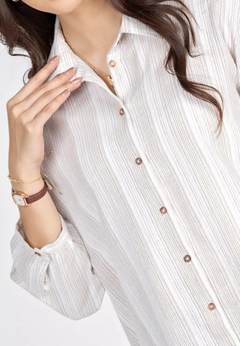 C2 Kyomie Brown Kemeja Casual Oversize Wanita