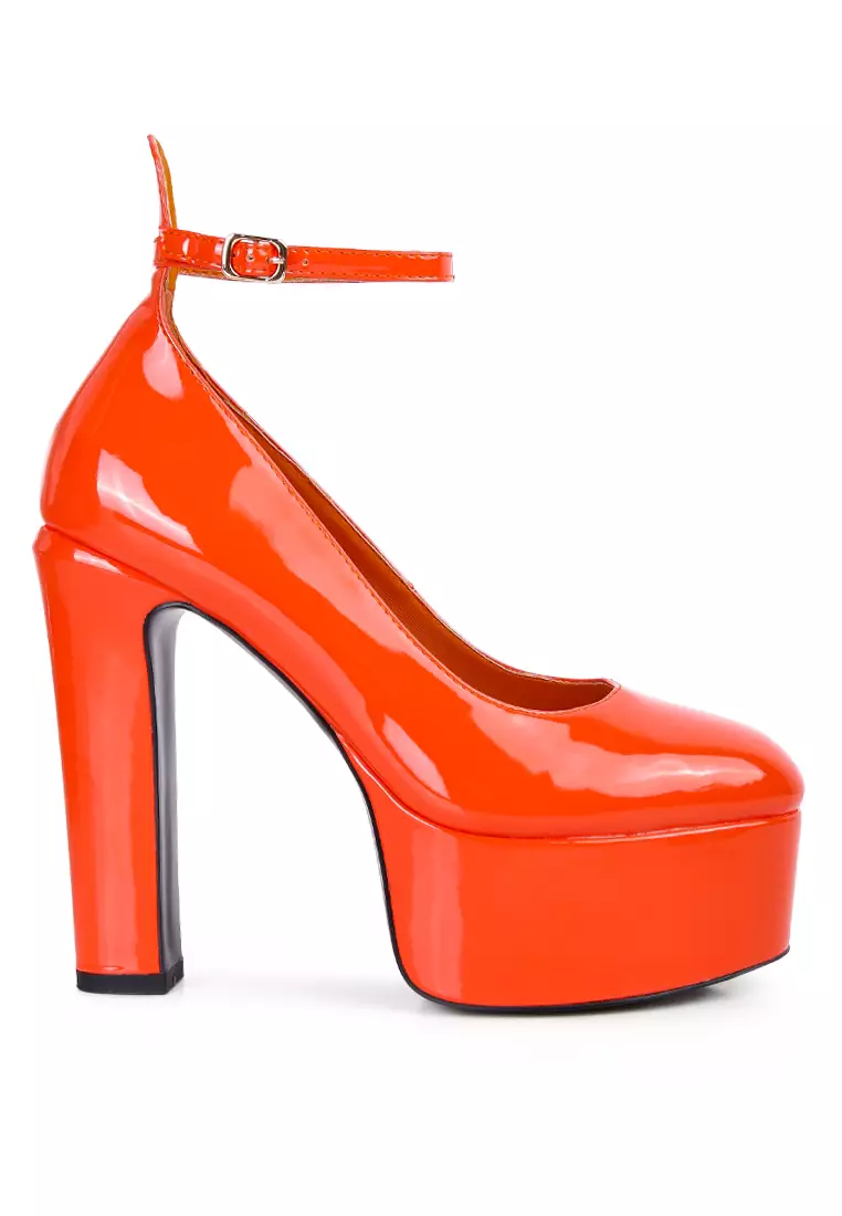 Orange Patent PU Maryjane Sandals