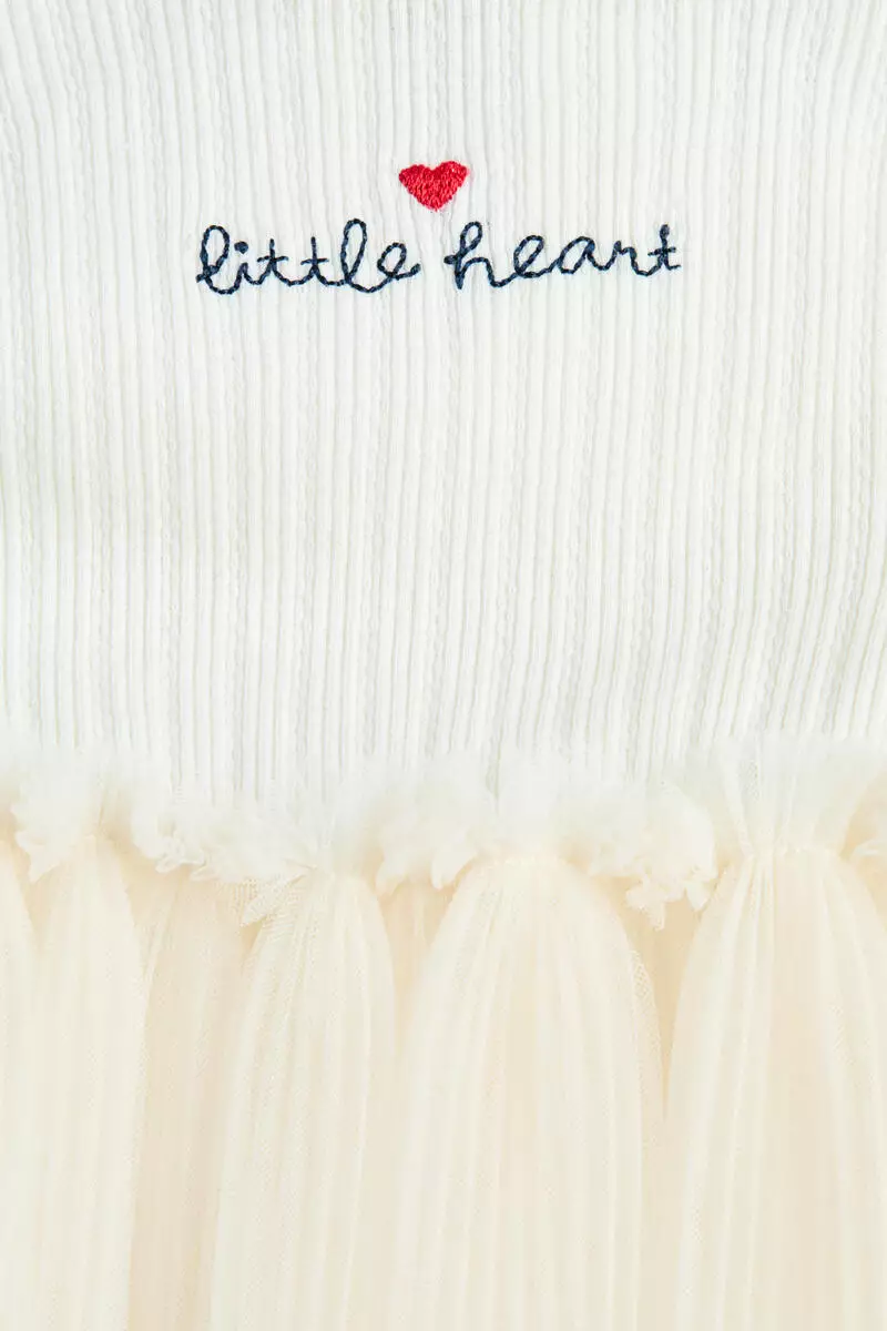 Tulle-skirt pointelle dress