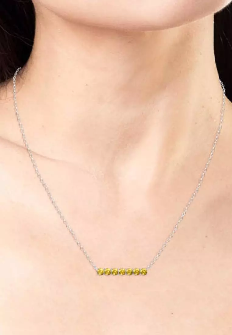 Myriad Birth Stone Pendant November Citrine WG - Kalung Crystal by Her Jewellery