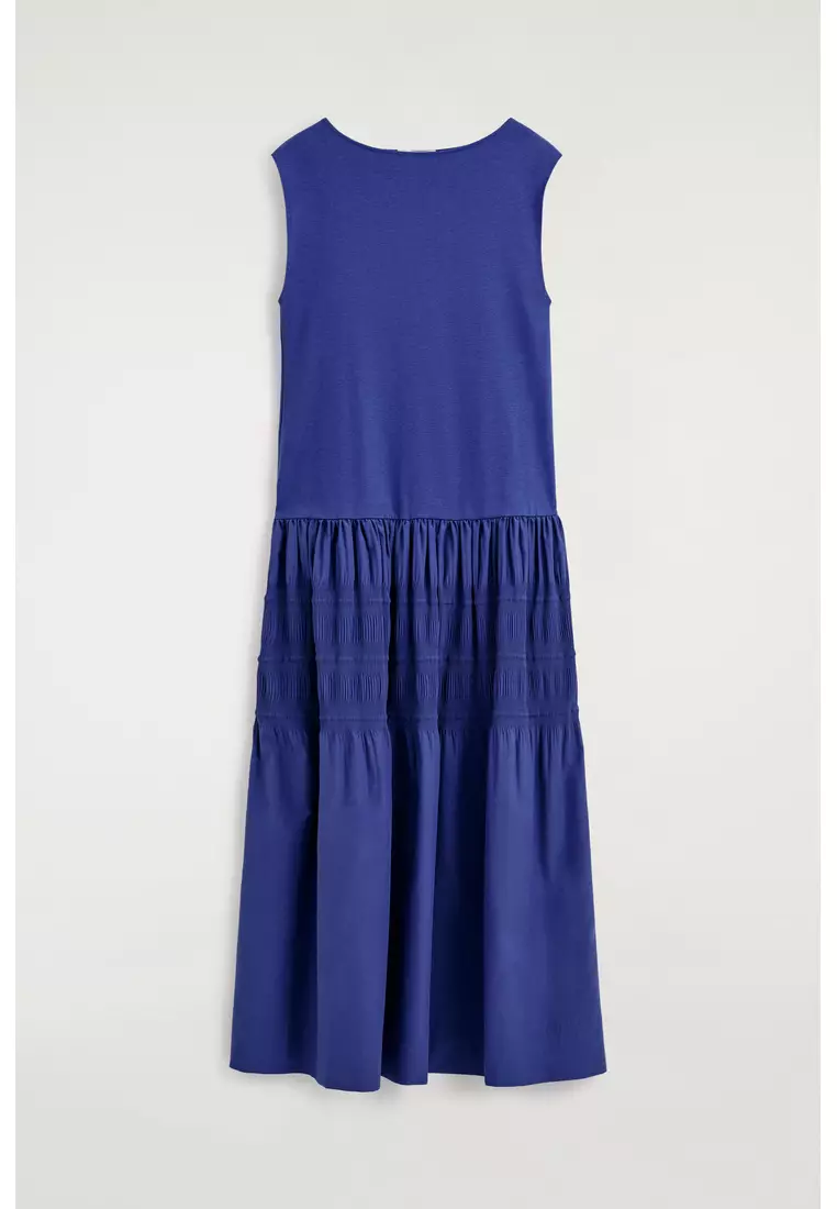 TIERED GATHERED MIDI DRESS