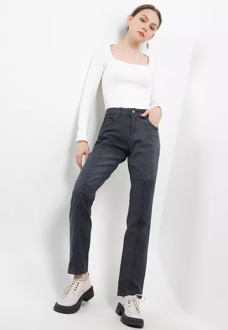 High Waist Straight Denim Pant FTW364