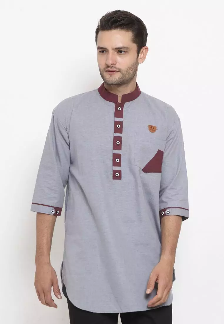 Zayidan Baju Koko Gamis Muslim Pria Syafiq- Abu