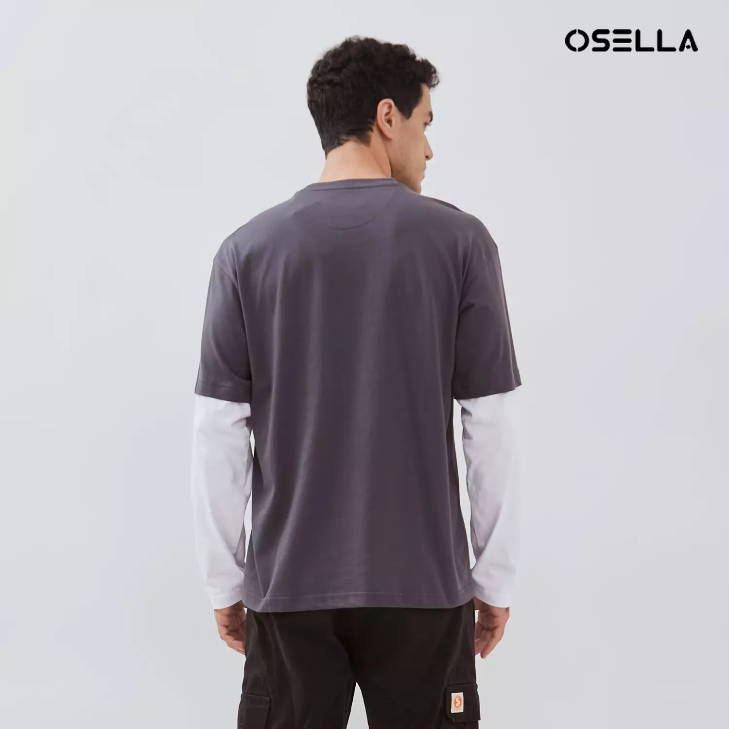 [NEW] Osella Wonsik Long Double Sleeve T-Shirt In Dark Grey 2077400193 | Kaos Lengan Panjang Pria