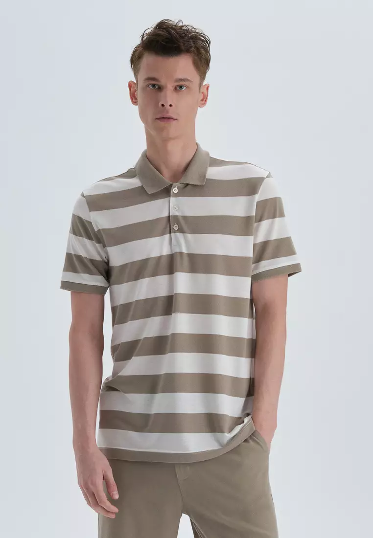 Striped t shirt polo clearance