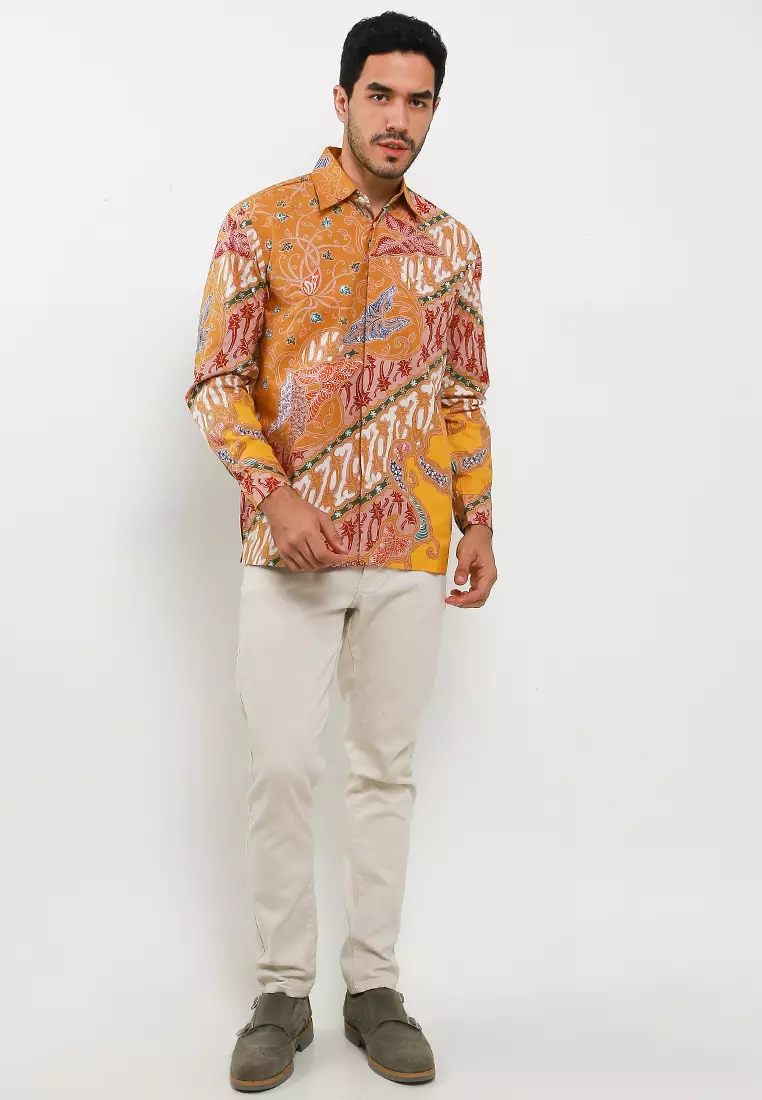 Jiwatrisna Kemeja Batik Tulis Premium Pria Casual Modern Lengan Panjang