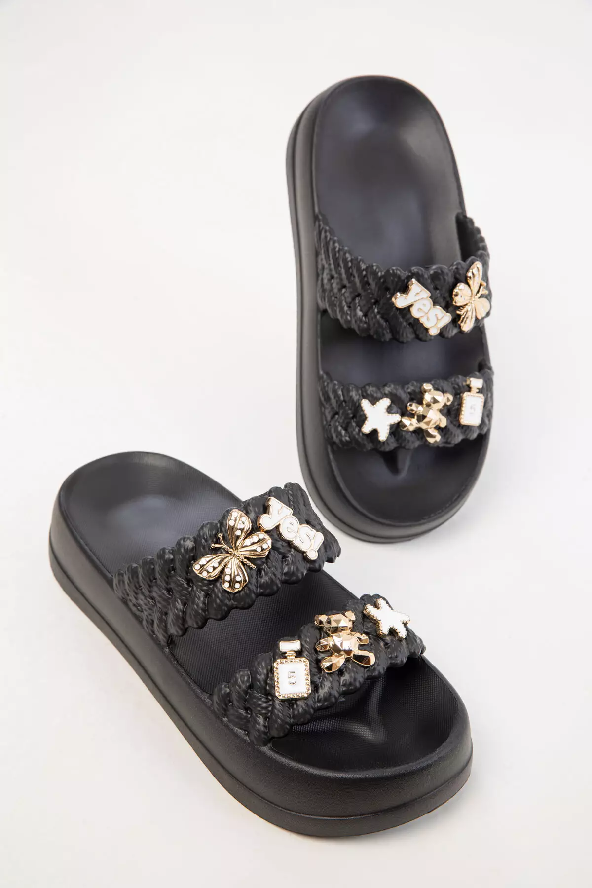 Black Women's Slippers 20305