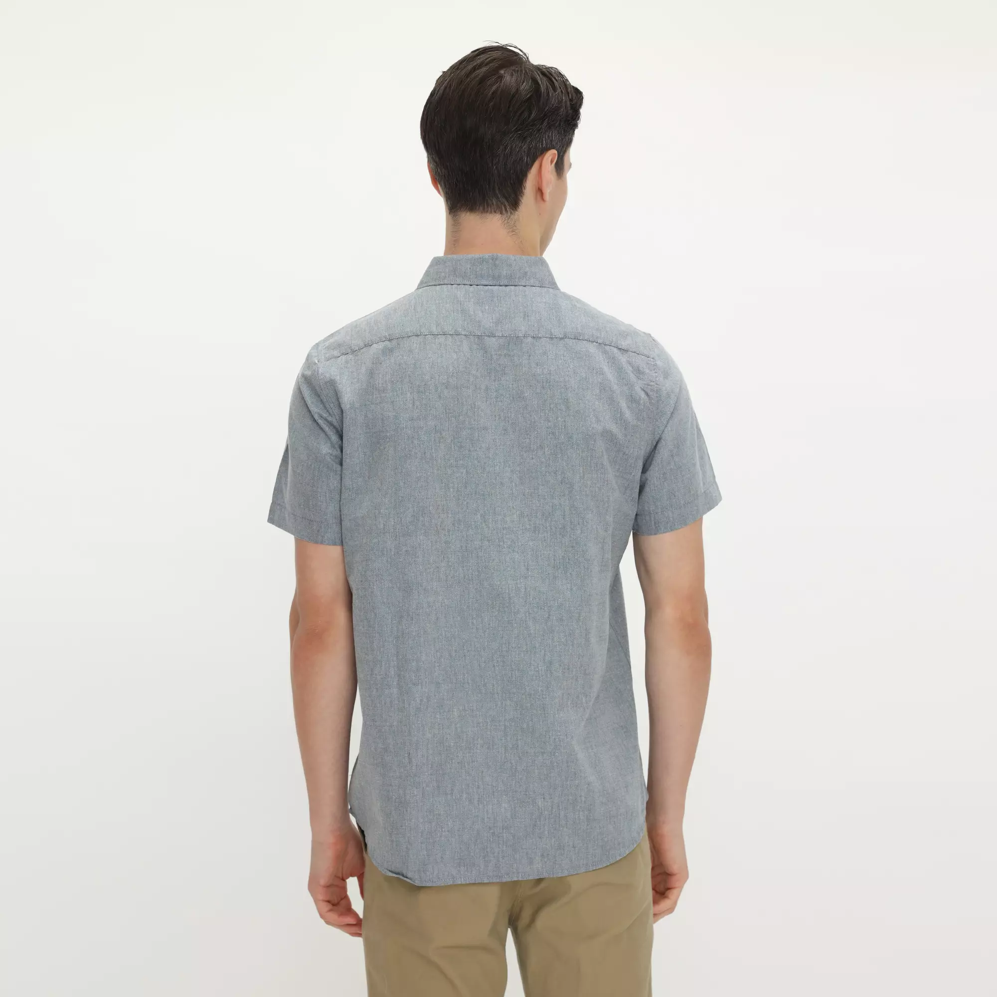 Platini Kemeja Motif Salur Pria Lengan Pendek Katun Grey 73490