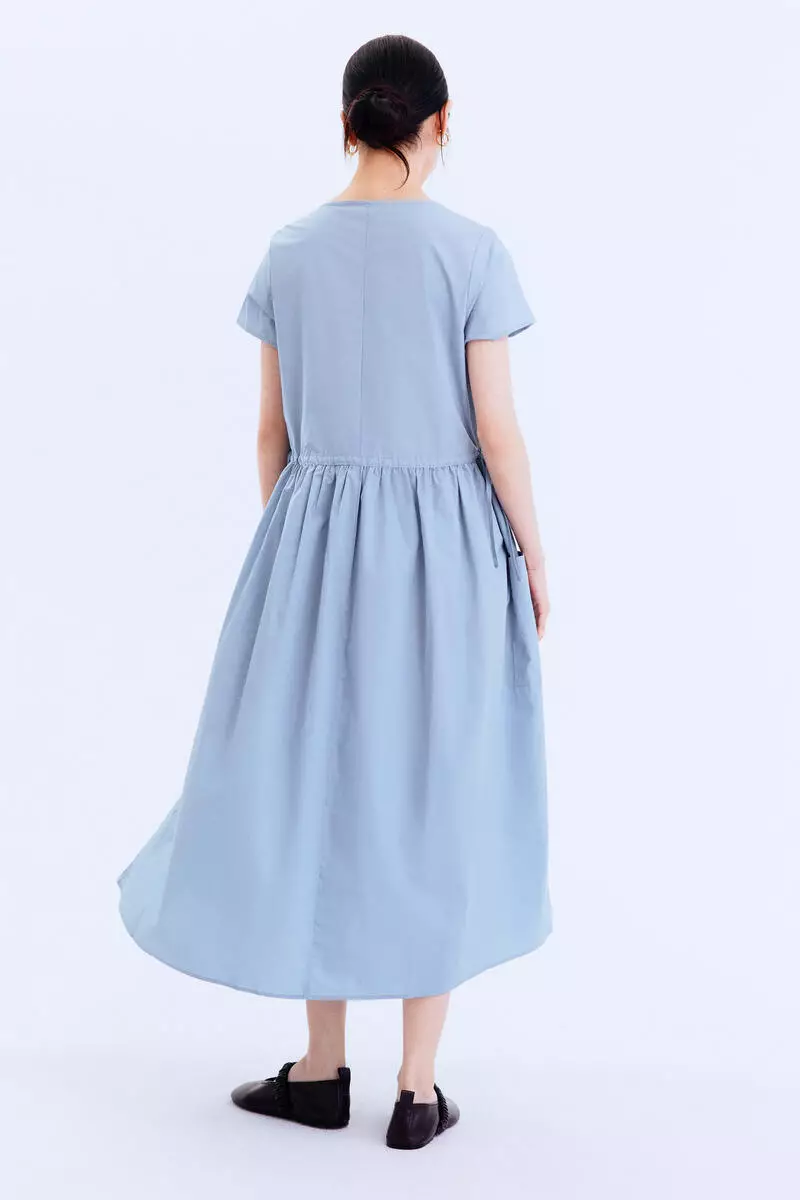 Drawstring-waist cotton dress