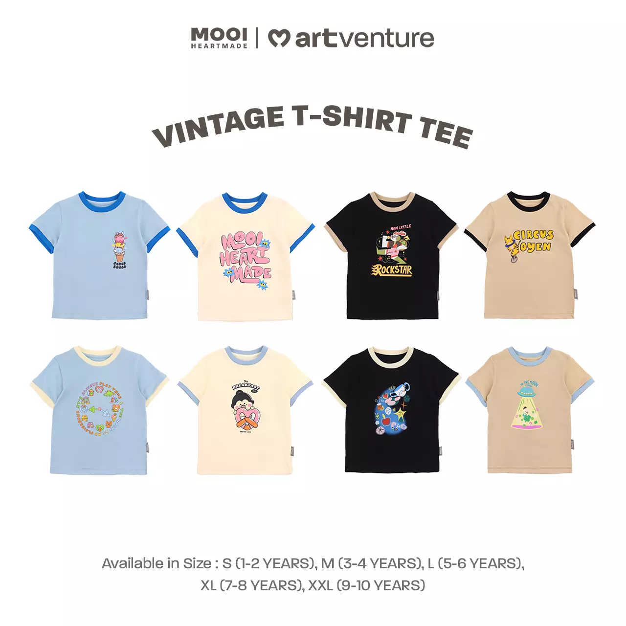 Mooi Artventure x Illustrator Vintage Tshirt Tee Kaos Anak - BRIGITTA - SKY BLUE