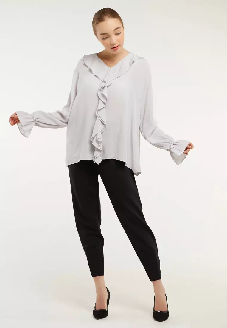 Mayonette Millie Top - Baju Atasan Wanita Terbaru Blouse Korean Style - Ivory