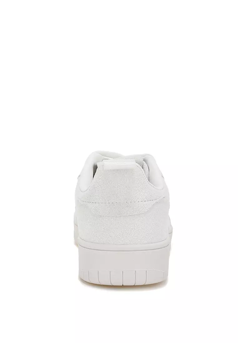 Faux Leather Casual Sneakers in White