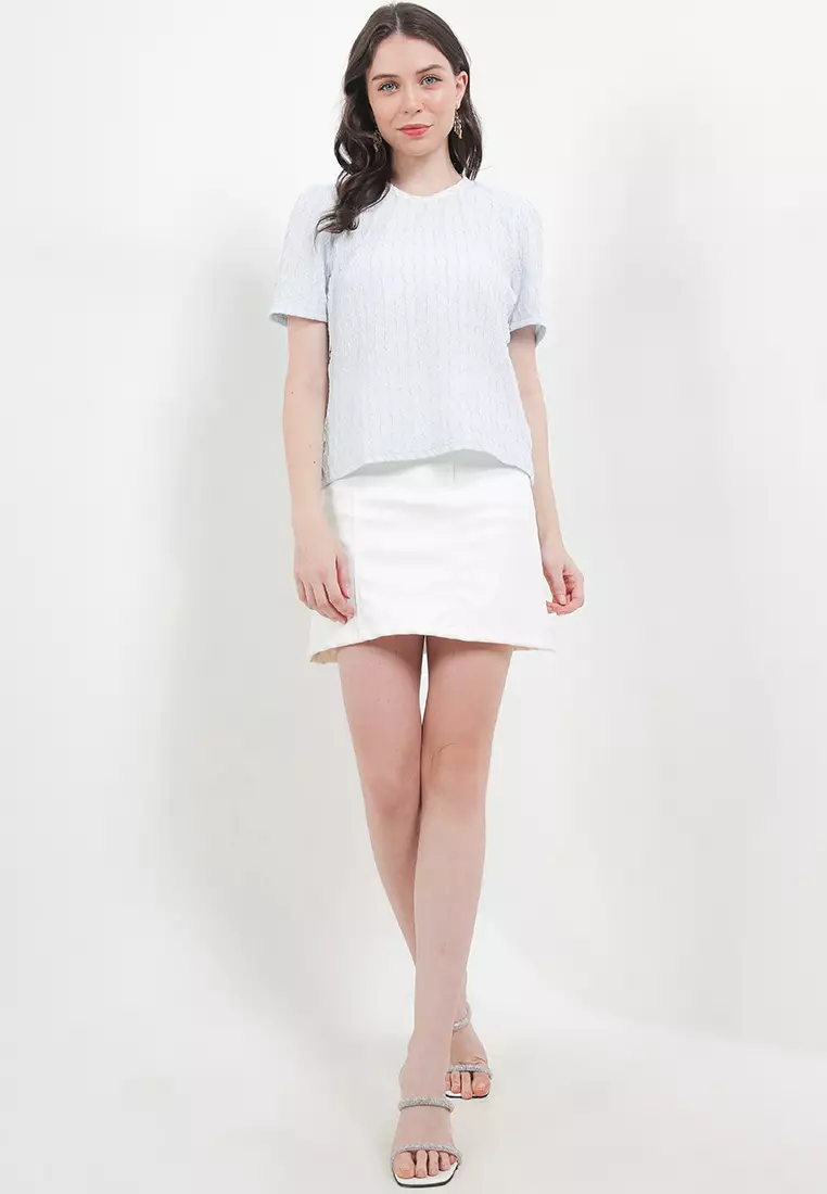 Xtal Lace Detail Texture Blouse