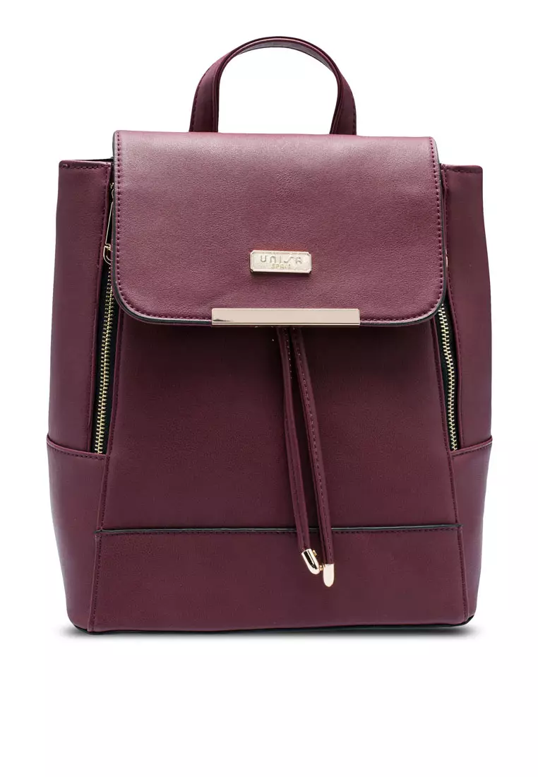 Faux Leather Backpack With Flap Over