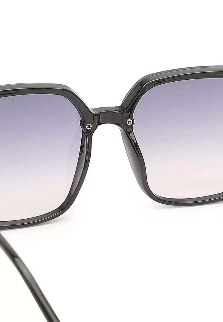 Unisex Fashion Sunglasses - Glossy Black / Grey-Light Pink