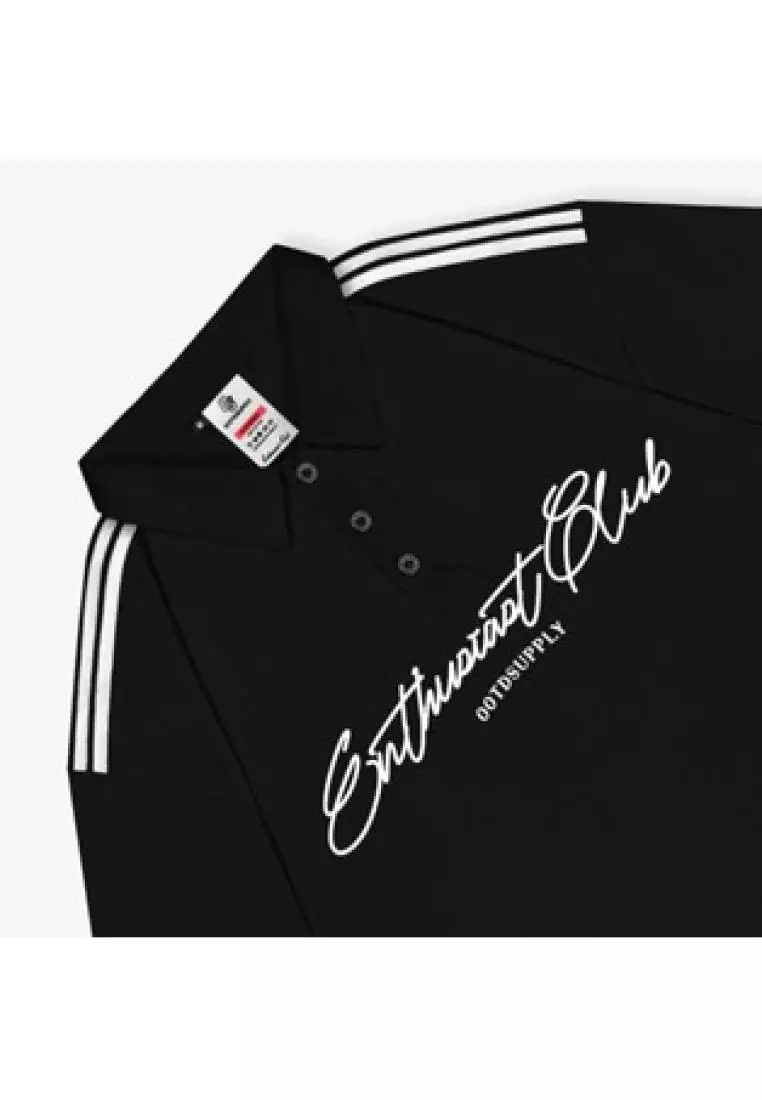 OOTDSUPPLY Oversize Polo Shirt Strings V.6 Infinite 96 Black l Kaos Oversize | Atasan Pria dan Wanita | PSSTRINGV6001