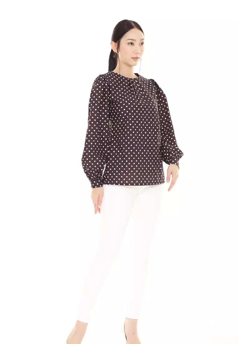 Christina Polka Dot Blouse in Black