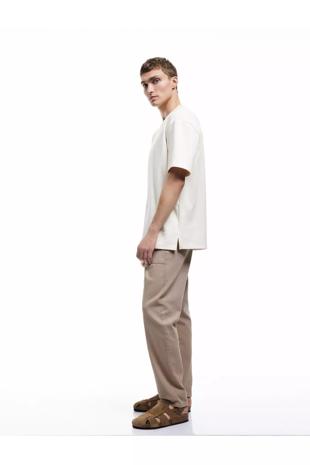 Cotton Chino Trousers With Lace-Up Waist Pocket Detail
