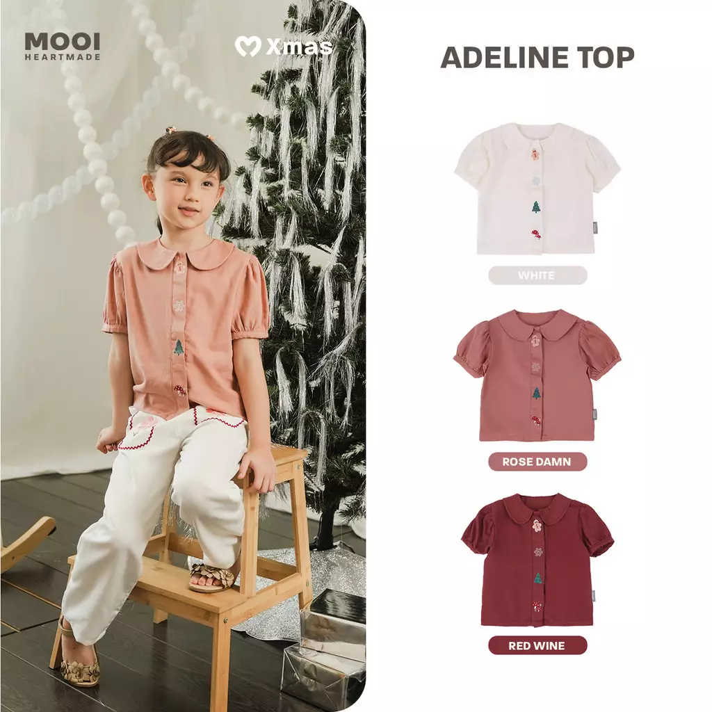 Mooi Atasan Anak Perempuan Adeline Top - White