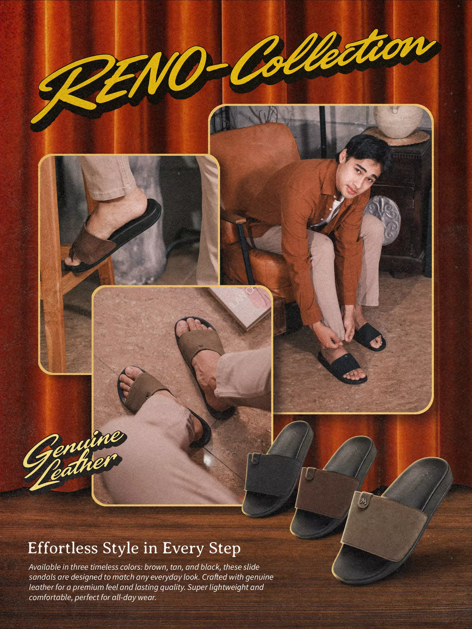 Marhadi Sandal Selop Sendal Slide Pria Nyaman - Reno Collection - Reno Black 