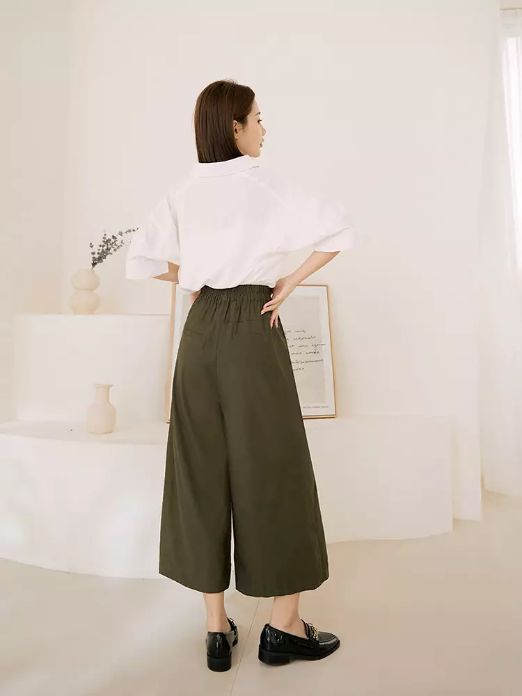 Cool and comfortable elastic waistband loose-fitting skirt pants [BA7494]