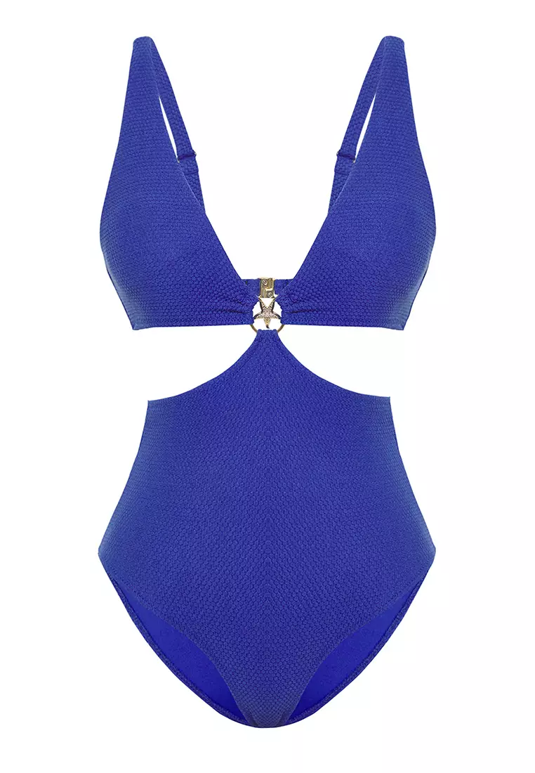 Saks V-Neck Star Accessory Regular Swimsuit