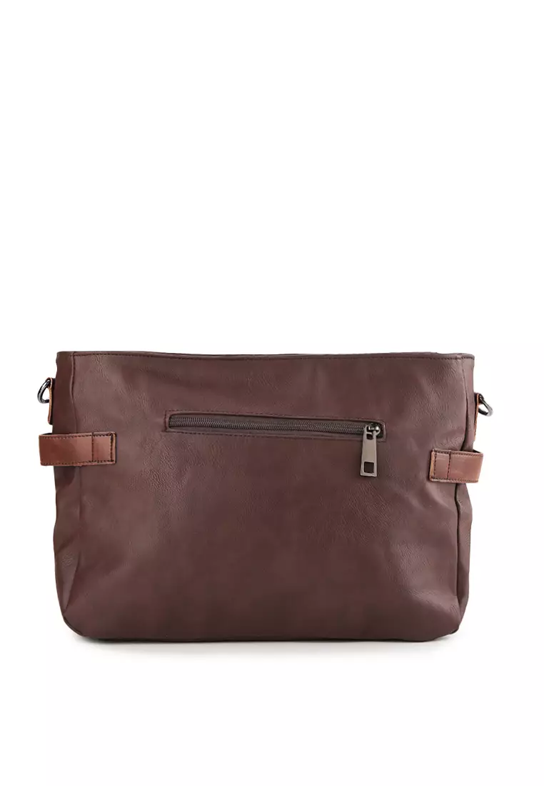 Distressed Leather Relay Crossbody Clutch