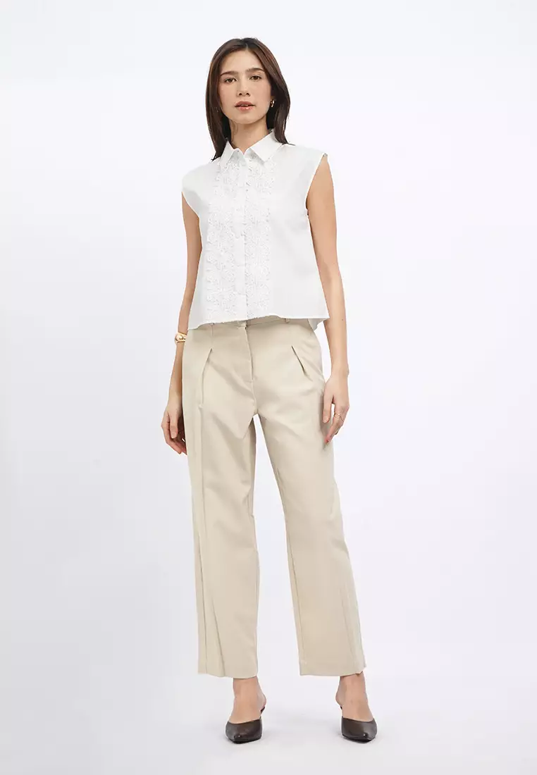 Sleeveless Blouse with Lace Details