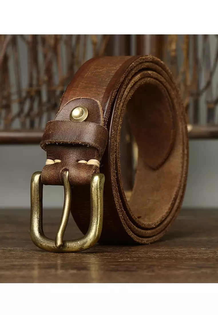 Buy XAFITI Men s Genuine Leather Pin Buckle Handmade Belt 2024