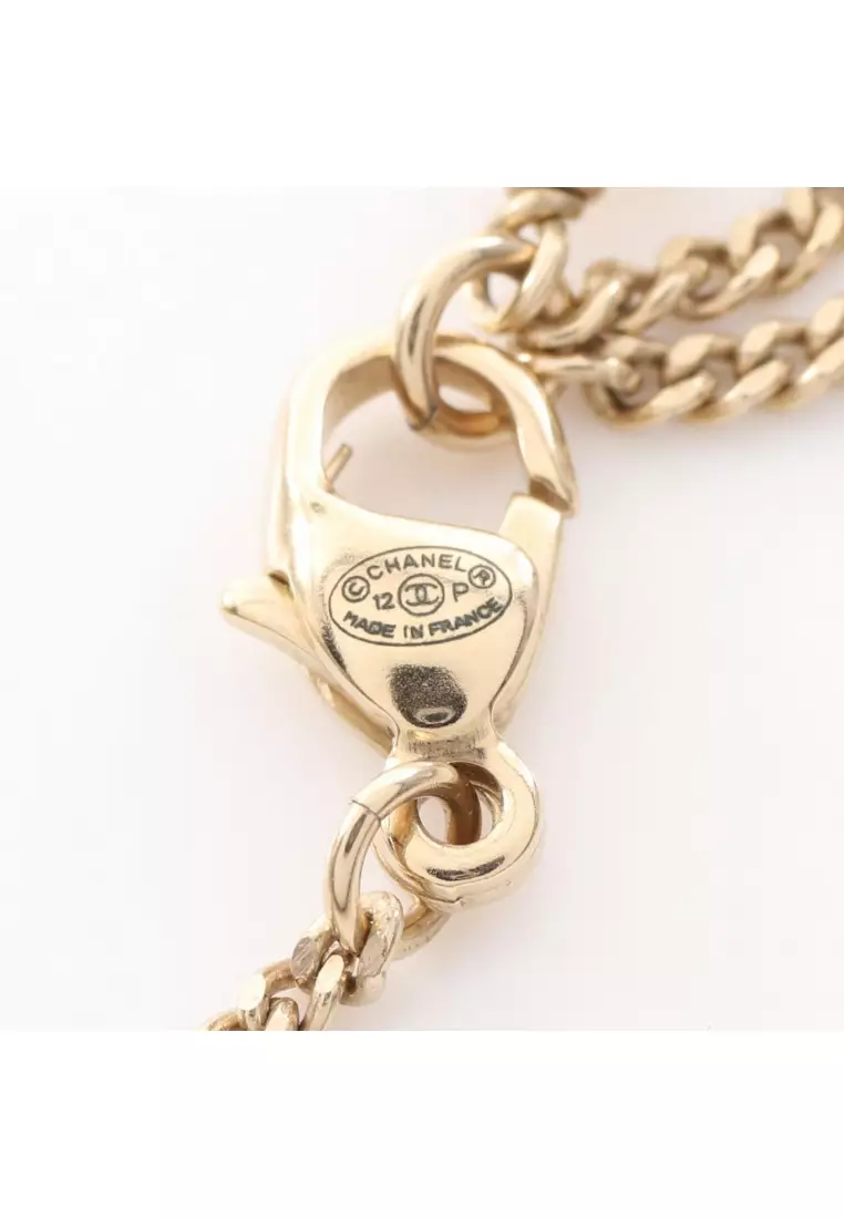 Pre-Loved Chanel coco mark necklace GP Rhinestone gold purple black 12P