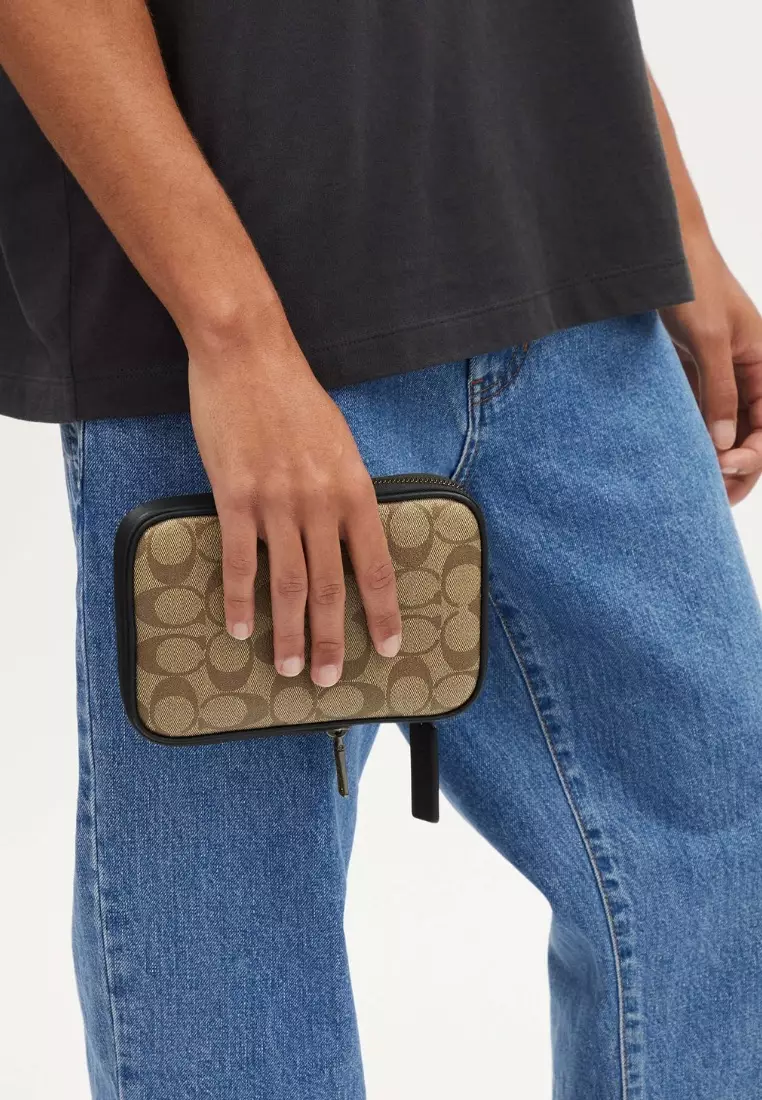 Aden Crossbody In Signature Canvas Gunmetal Khaki