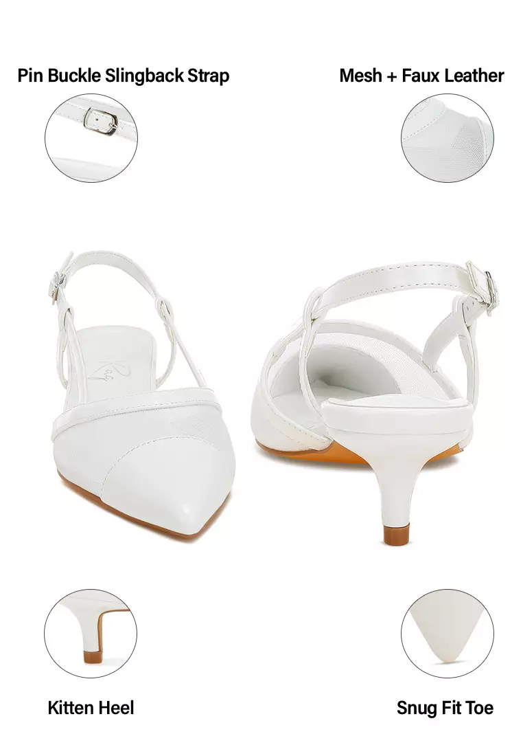 Sandal Slingback Jaring Warna Putih