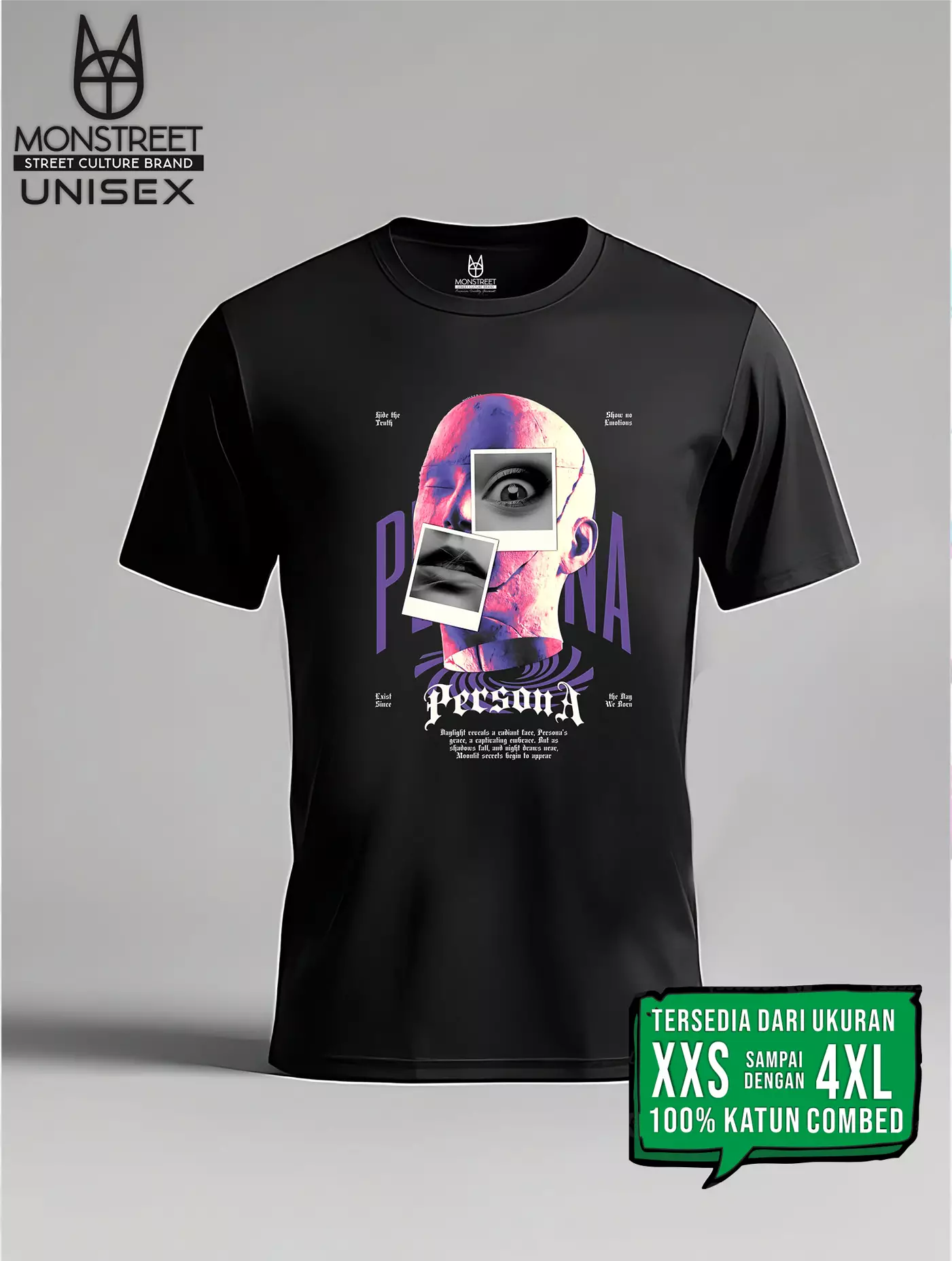 Monstreet Kaos Katun Combed 24S Grafis Reguler Fit Hitam Tshirt UTR139 Cotton Combed 24S Graphic Tshirt Regular Fit Black Tshirt