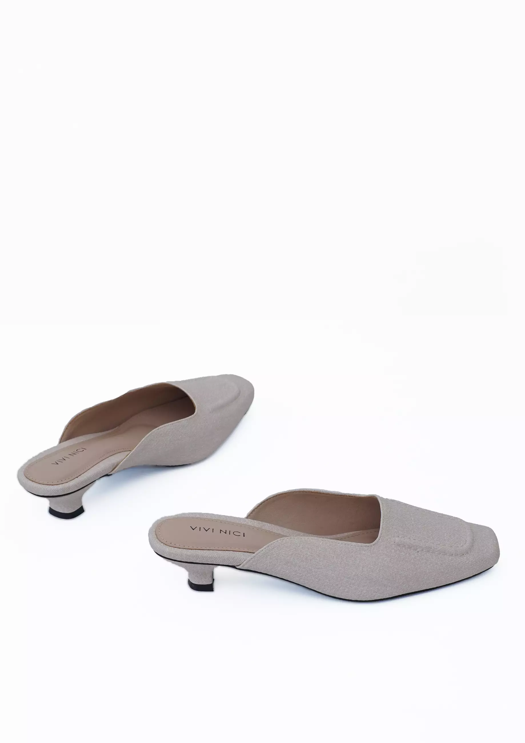 VIVI NICI - Darlene Sepatu Mules Wanita Hak 3 cm Cannoli Cream