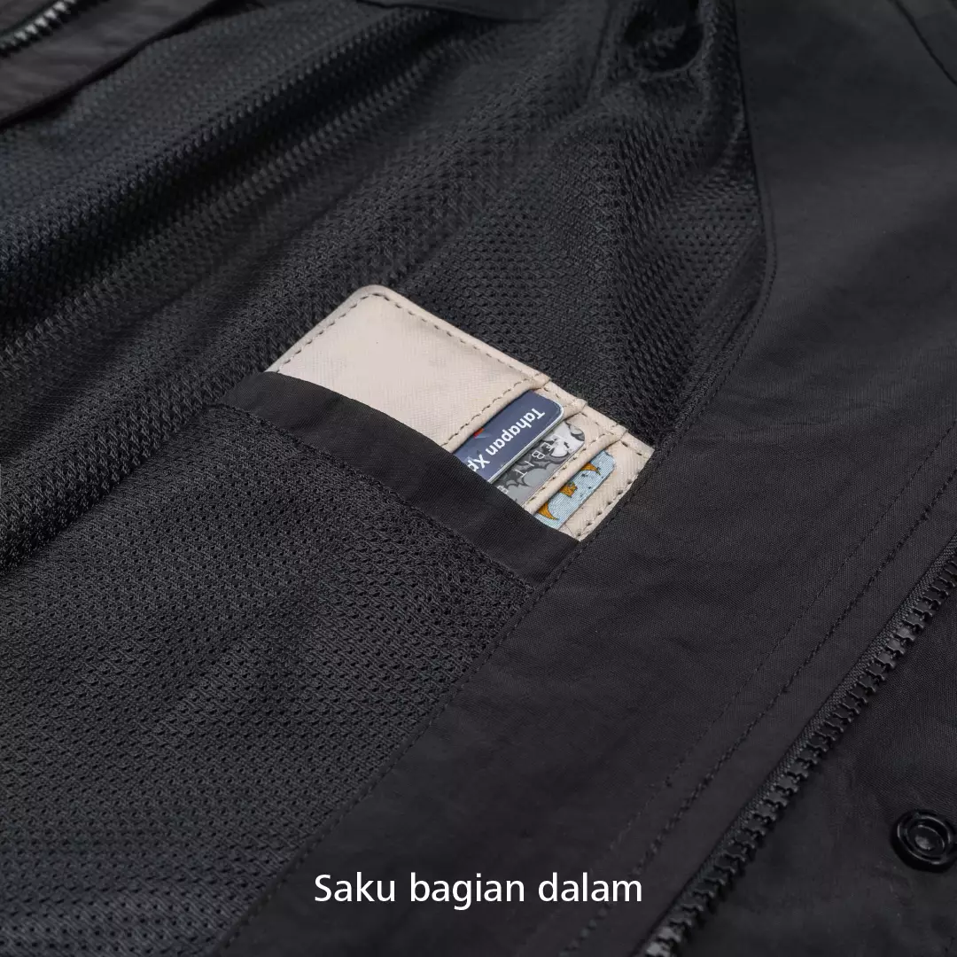 Tiverton Windbreaker Basic Jacket Hangout Pria Wanita Harian Jaket Ringan Multifungsi - Hitam