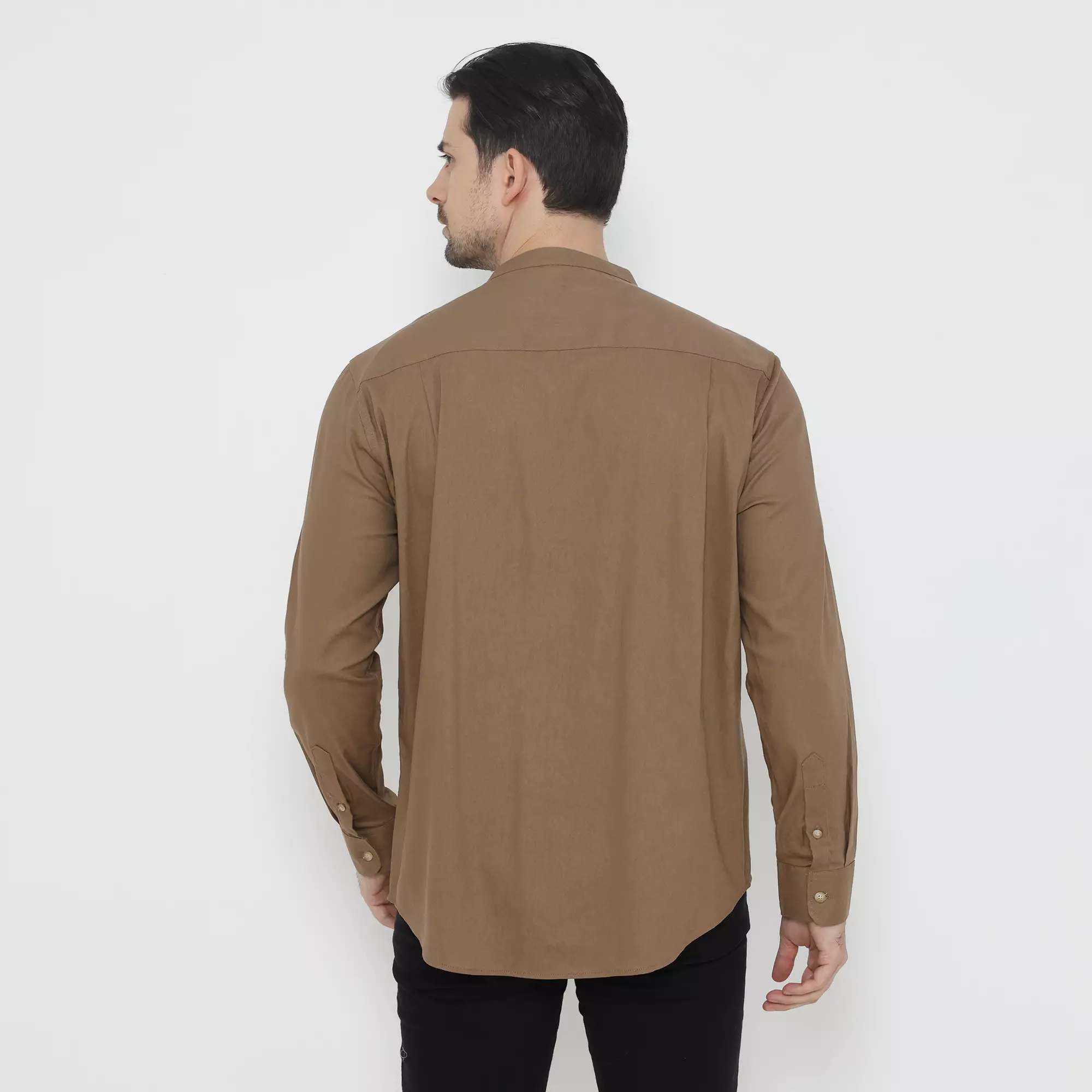 Platini Kemeja Pria Koko Shanghai Panjang Katun Oxford Brown Almond 22067