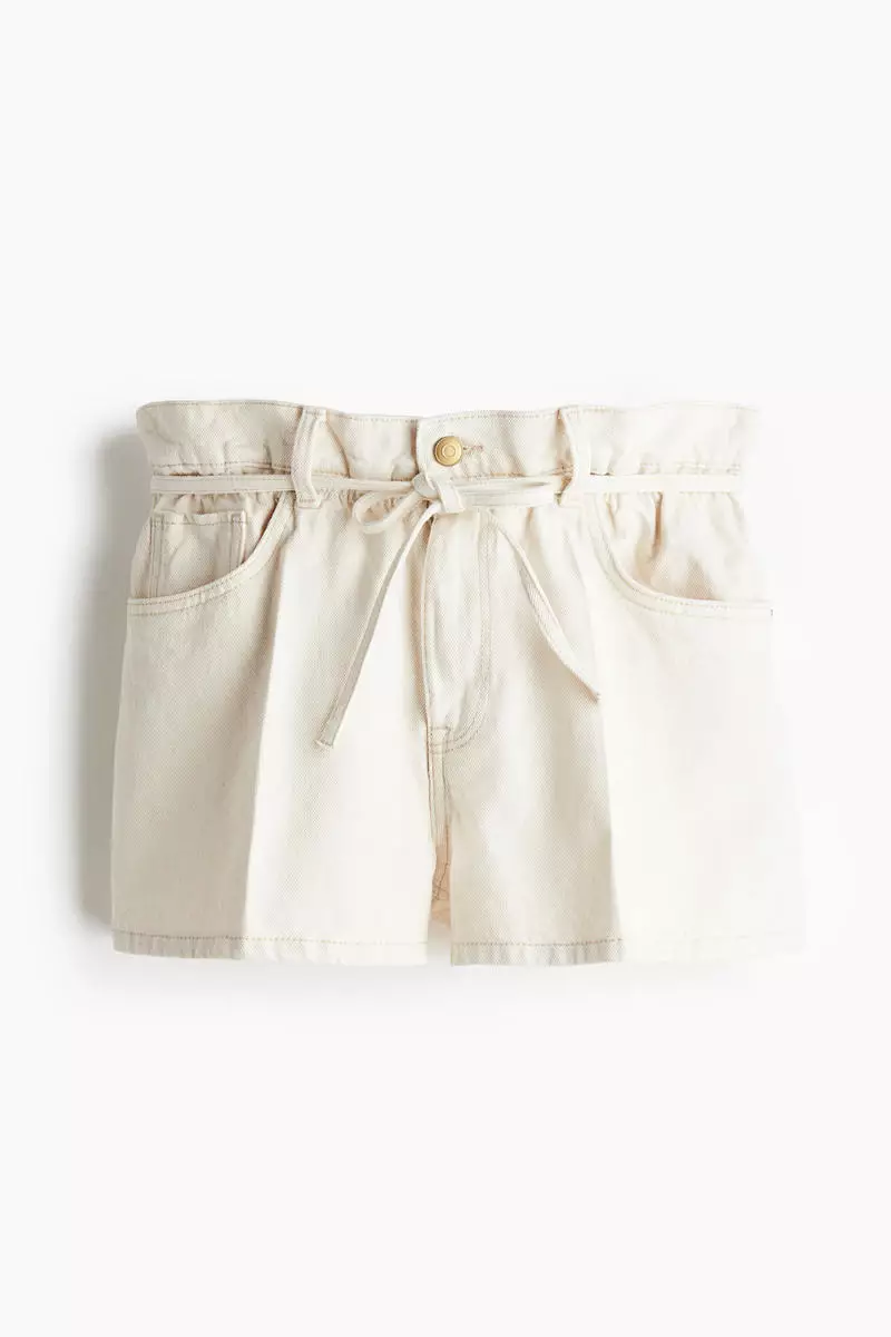 High Rise Paper bag denim shorts