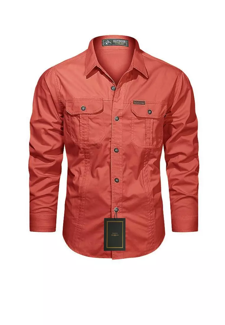 Red long sleeve hot sale dress shirt