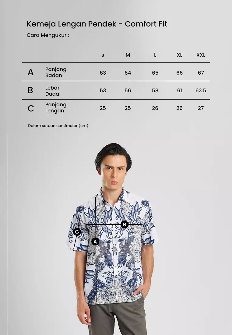 MANZONE - Kemeja Batik Lengan Pendek Pria Wirasaba Comfort Fit - Beige Warna Beige