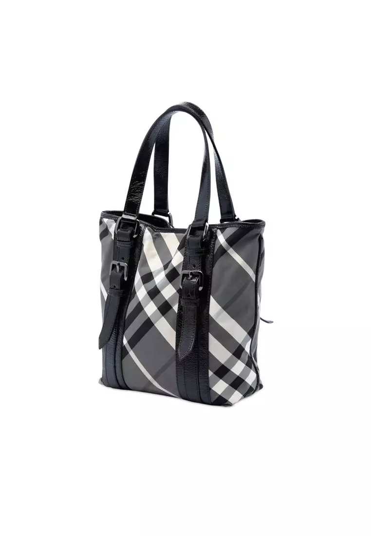 Pre-Loved Burberry Small Beat Check Nylon Victoria Tote