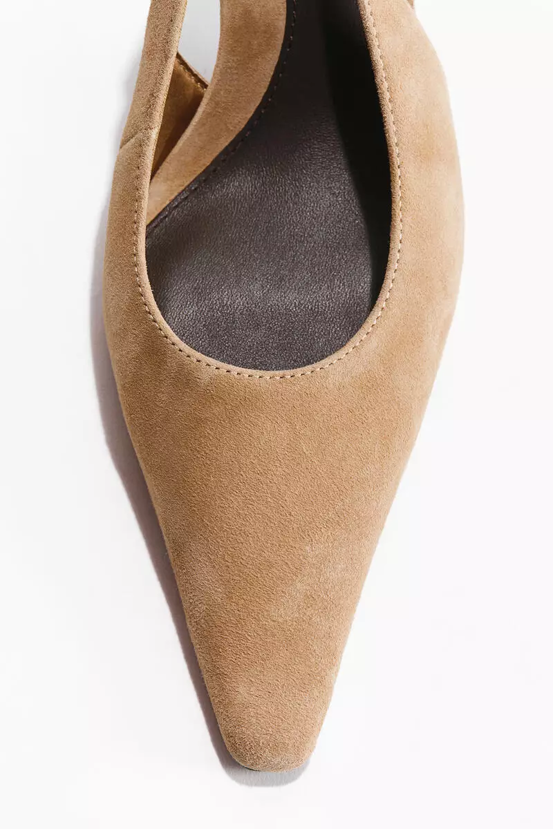 Suede slingback court shoes
