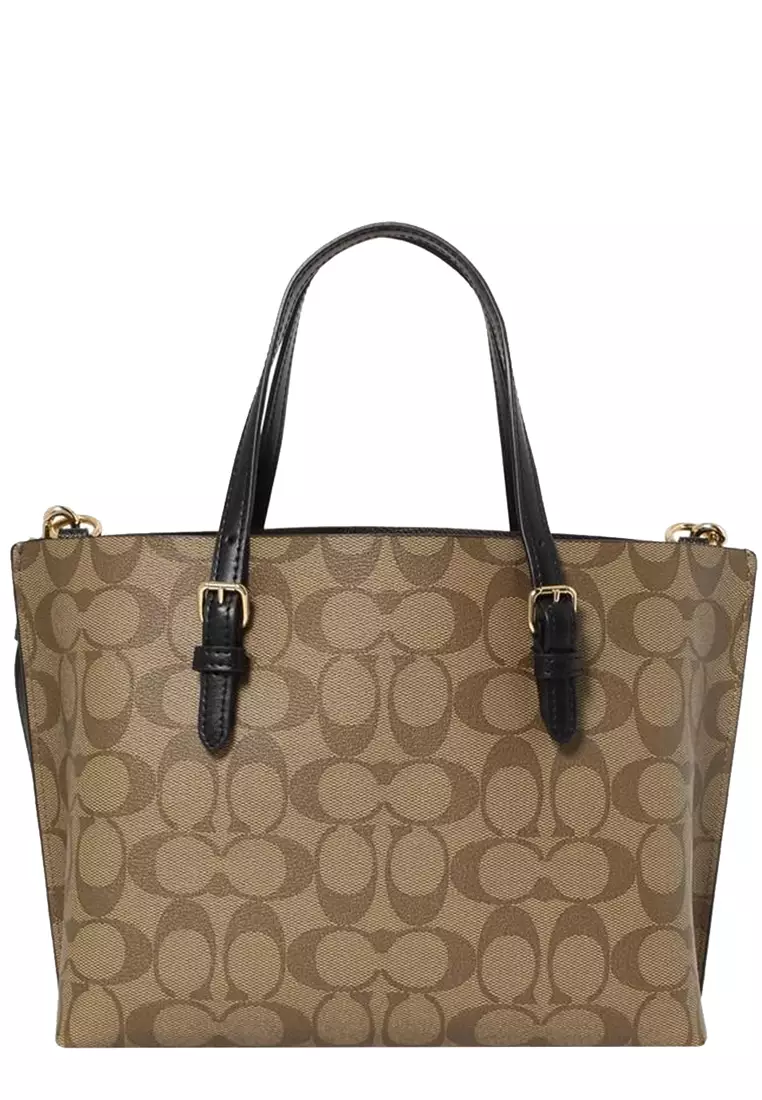 Mollie Tote Bag 25 In Signature Canvas in Khaki/ Black C4250