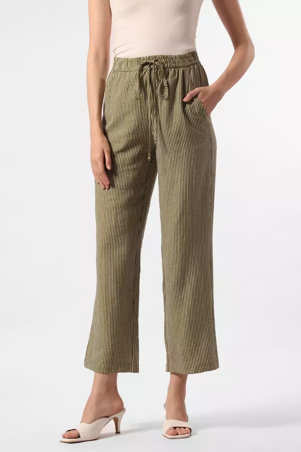 MINIMAL - Dora - Stripes Trouser - Olive Warna Olive