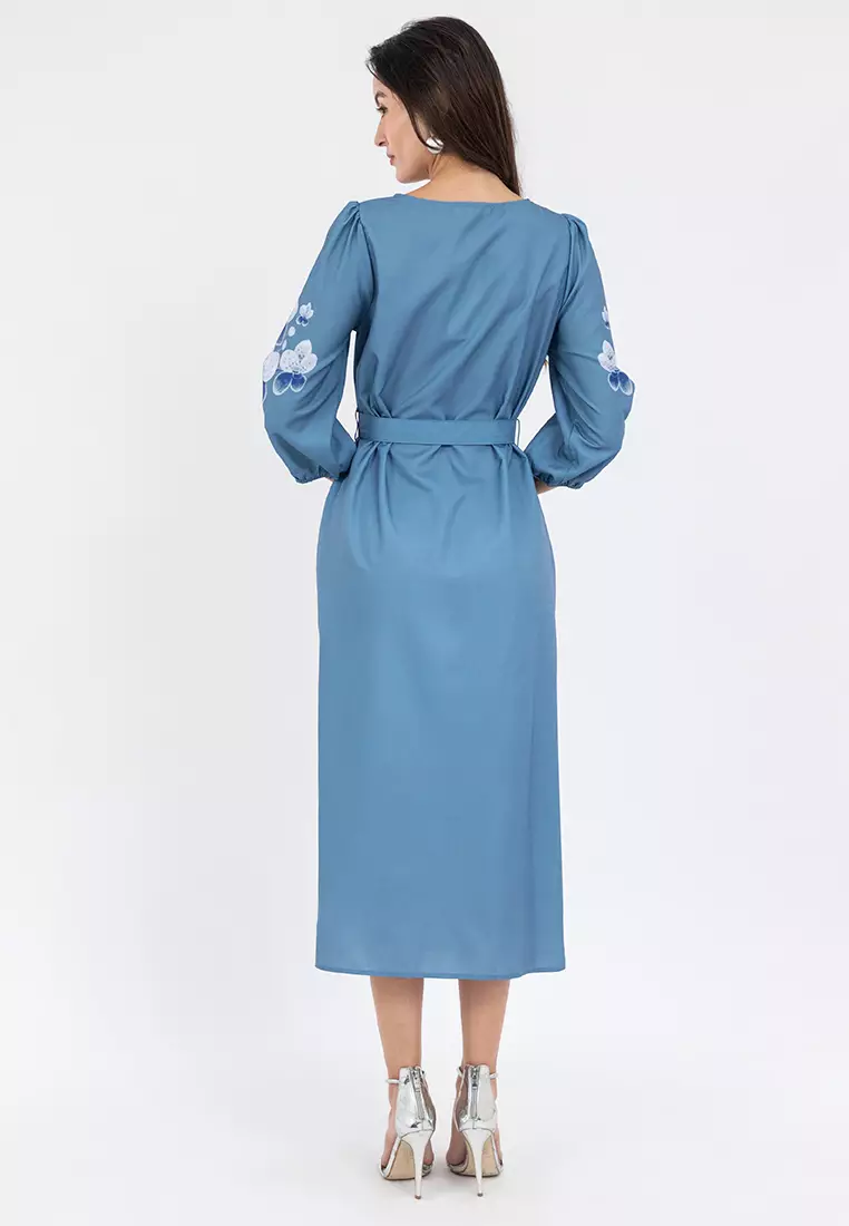 DELLENA Belted Filipiniana Dress with Print