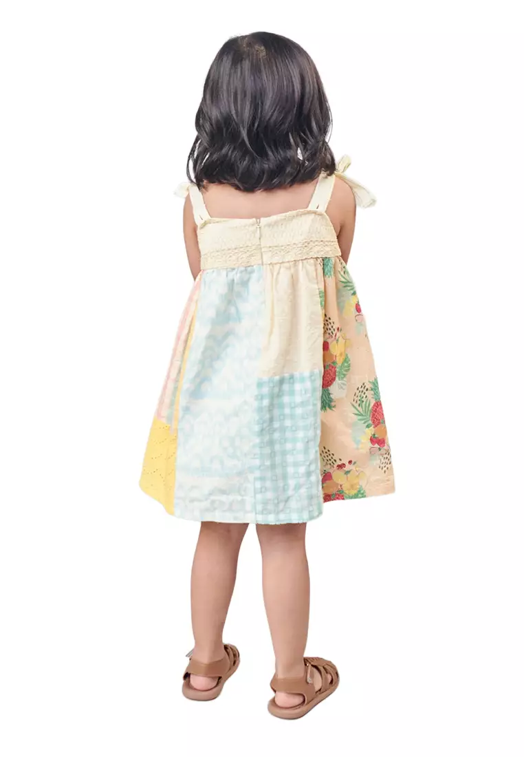 Frankie Patchwork Baby Doll Dress With Cotton Tie Straps