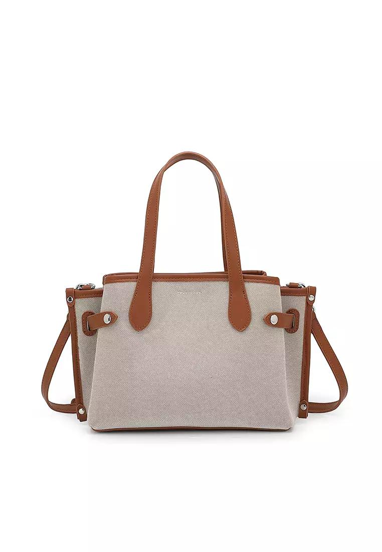 Women's Logo Top Handle Bag / Sling Bag / Crossbody Bag (Tas Selempang / Tas Tangan) - Cokelat